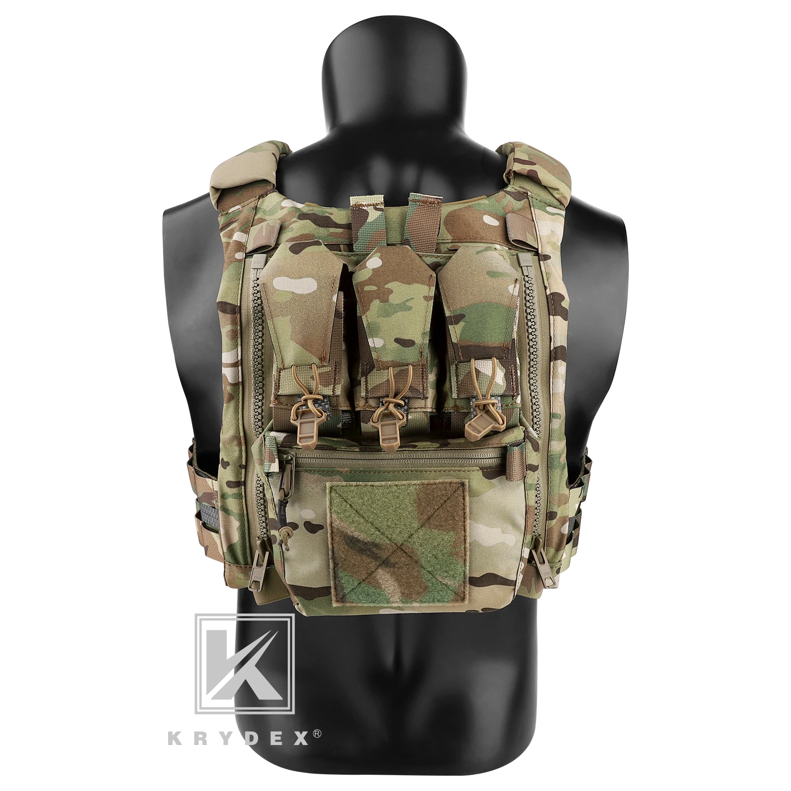 KRYDEX Tactical Adapt Plate Carrier Back Panel Bag MOLLE YKK Zipper Banger For FCPC V5 500D Nylon Hunting Vest