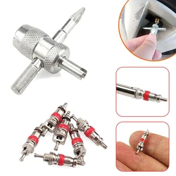 Automobile Tire Valve Core Wrench Set 4 In 1 Valve Stem Installation Removal Tool Tire Cleaning Tools