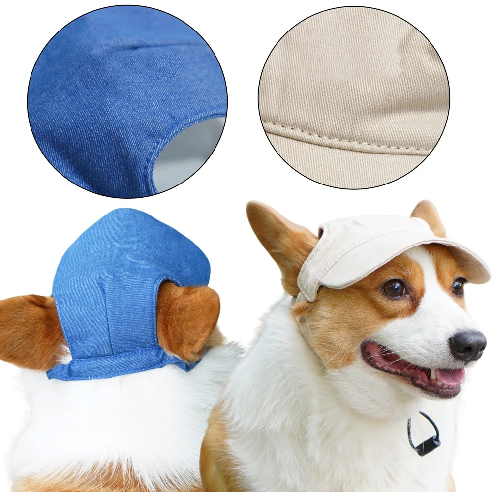 

100%Cotton Dog Hat Pet Baseball Cap With Ear Holes Summer Sun Cap Hat for Small Medium Large Dogs French Bulldog Chihuahua Visor
