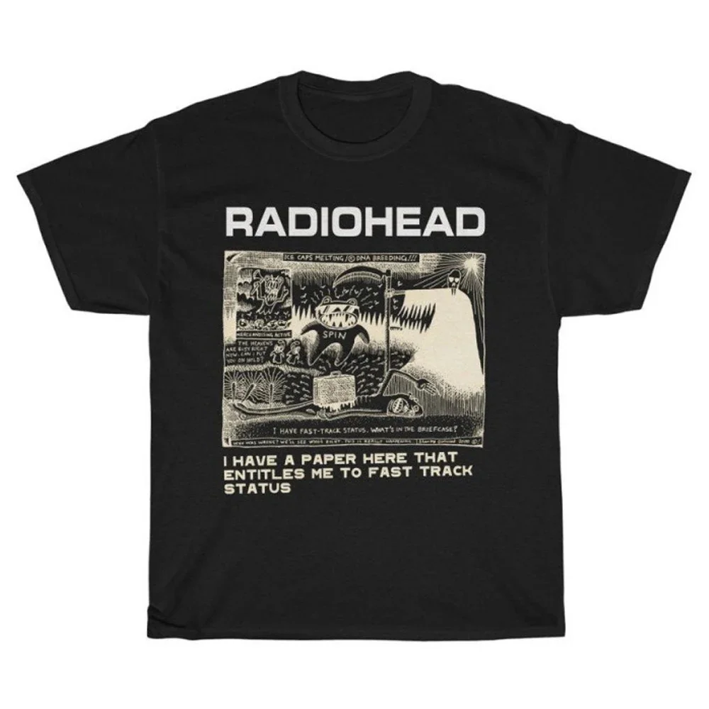 

Radiohead Print T Shirts for Men Retro Casual T-shirts 100% Cotton Short Sleeve Tops Rock Streetwear Tees Y2K Clothes