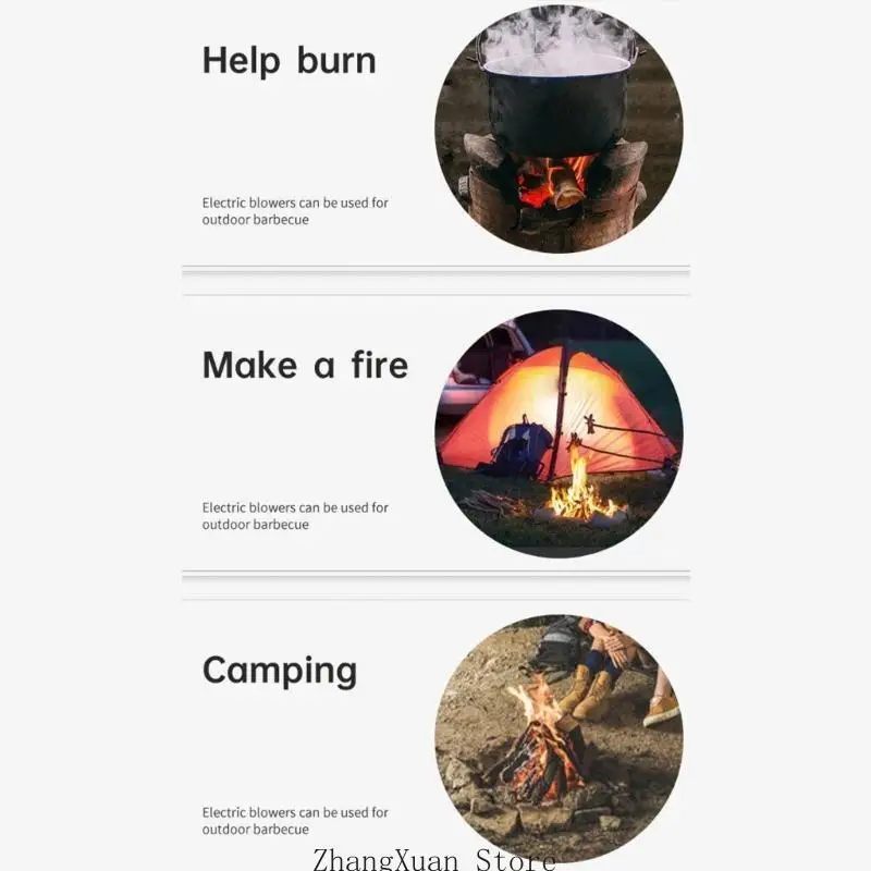 3XUF شواء مروحة منفاخ الهواء المحمولة الشواء مروحة الهواء 12V مروحة محمولة خفيفة الوزن الولايات المتحدة / الاتحاد الأوروبي #4