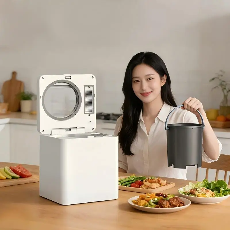 Electric Automatic Food Waste Composter with App Control Converts Kitchen Waste to Organic Fertilizer for Home Garden Use
