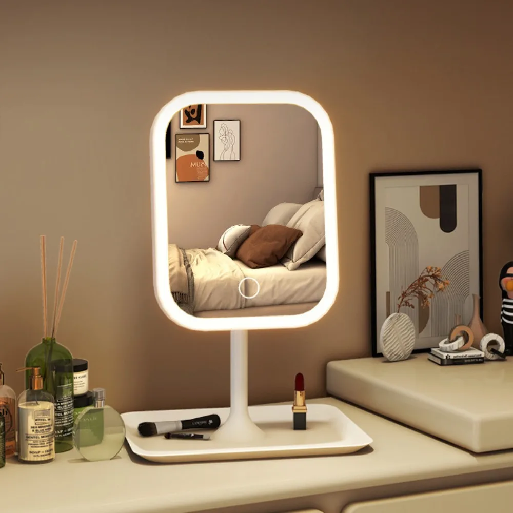Rotating LED Cosmetic Mirror with Dimmable Light Up Your Beauty Three-color Light LED Vanity Mirror Folding Adjustable