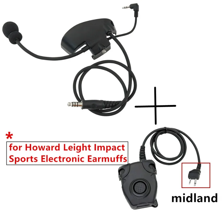 

Tactical Headset Adapter Mic Kit + U94 Kenwood PTT for Howard Leight Impact Sports Electronic Earmuffs Sports Shooting Headset