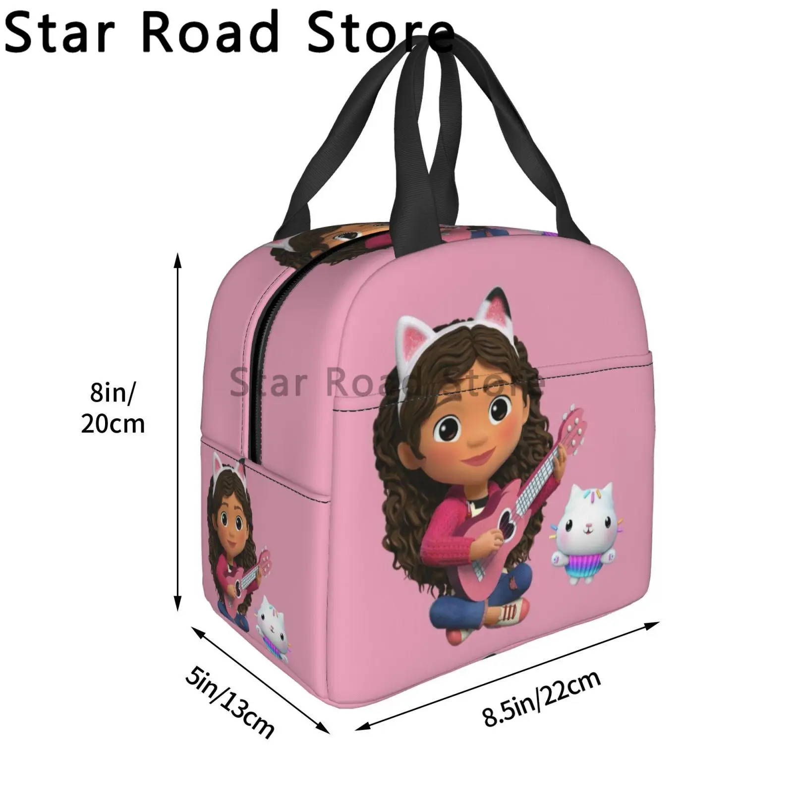 Custom Cartoon Gabbys Dollhouse Lunch Bag Men Women Gabby Mercat Cooler Thermal Insulated Lunch Boxes for Kids School