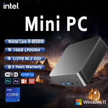 Mini-PC Tragbarer Gamer Intel Core i9 8950HK Windows 11 Mini-Computer 16 GB DDR4 512 GB 1 TB SSD 1000 M Ethernet-Gaming-PC Desktop