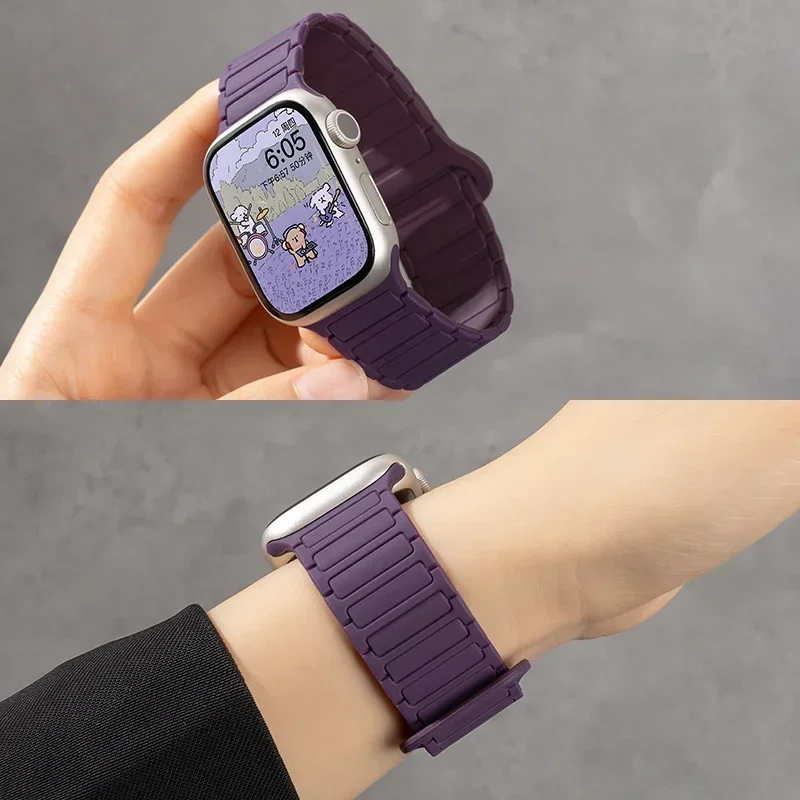 Silikonarmband für Apple Watch 46mm 42mm 49 45mm 41mm 44 40mm Magnetisches Band für IWatch Ultra 4/3/2 Series 12 11 10 9 8 7 6 SE 5 – Detail 2