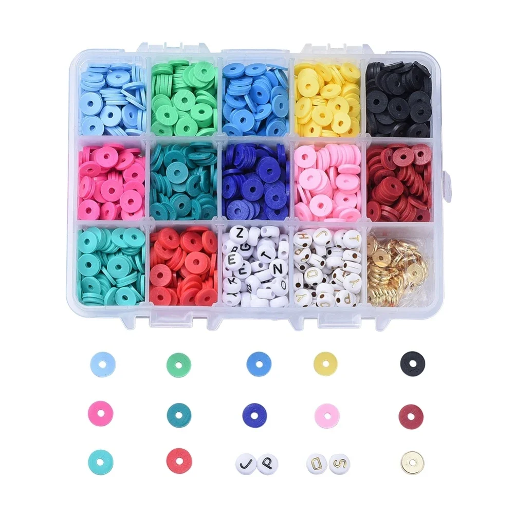 

1Box Eco-Friendly Handmade Polymer Clay Beads with Acrylic Beads Brass Spacer Beads Plating Acrylic Bead 8x1.5mm Hole: 2mm