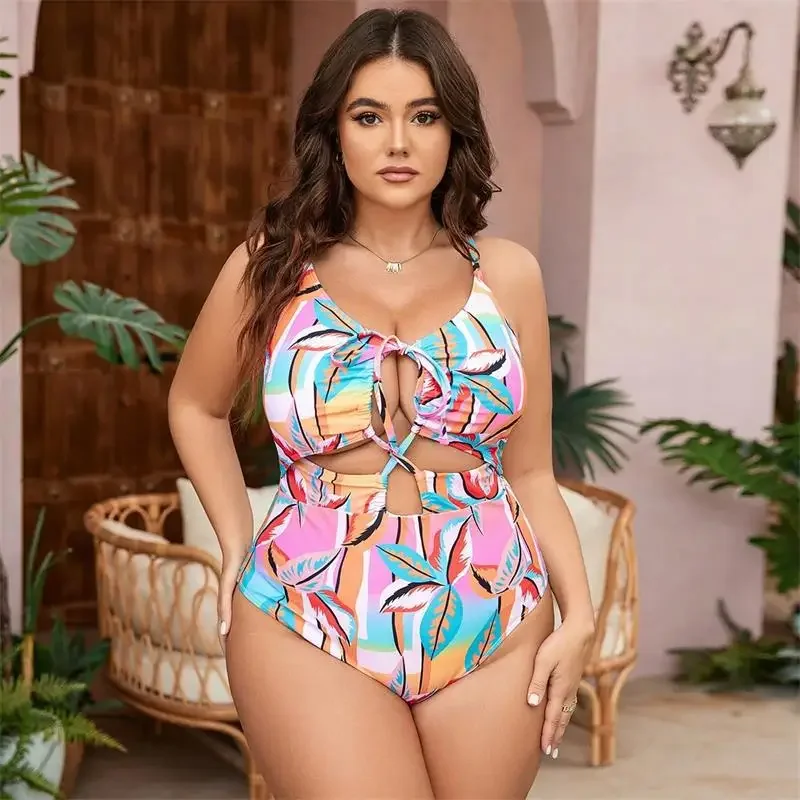 Plus Size Swimsuit One-piece Sexy Printed Strap Swimsuit Amazon Swimsuit Women