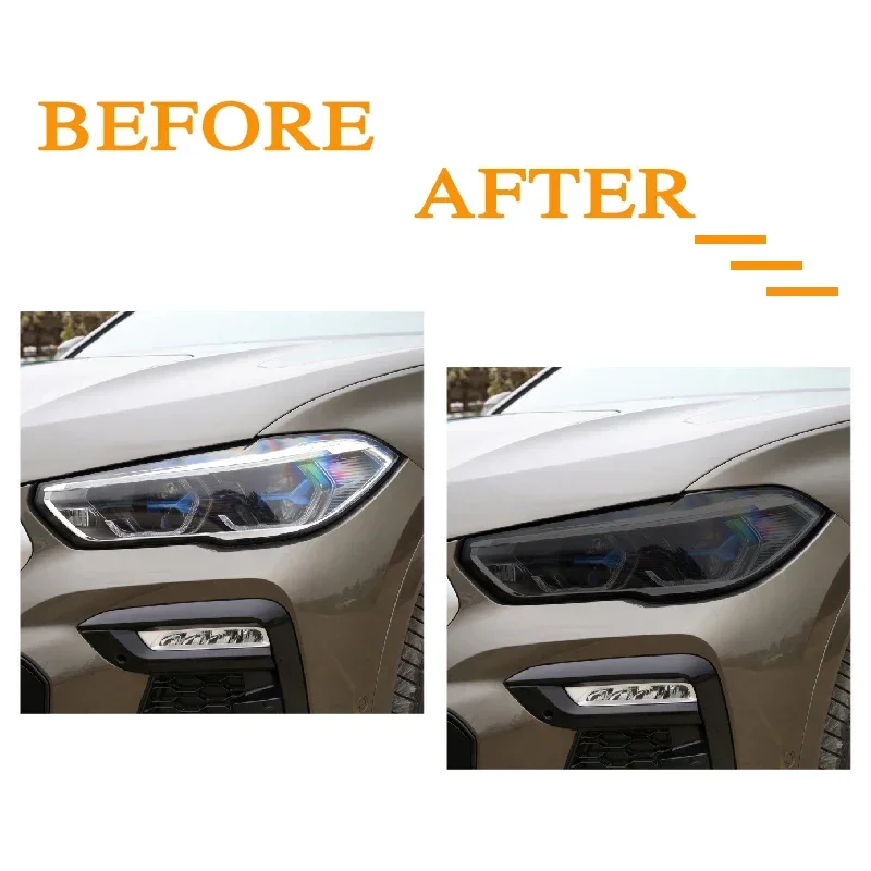 لسيارات BMW X6 G06 2020-on مصباح السيارة الأمامي تينت الدخان الأسود طبقة رقيقة واقية الفينيل حماية شفافة ملصق من البولي يوريثان الملحقات