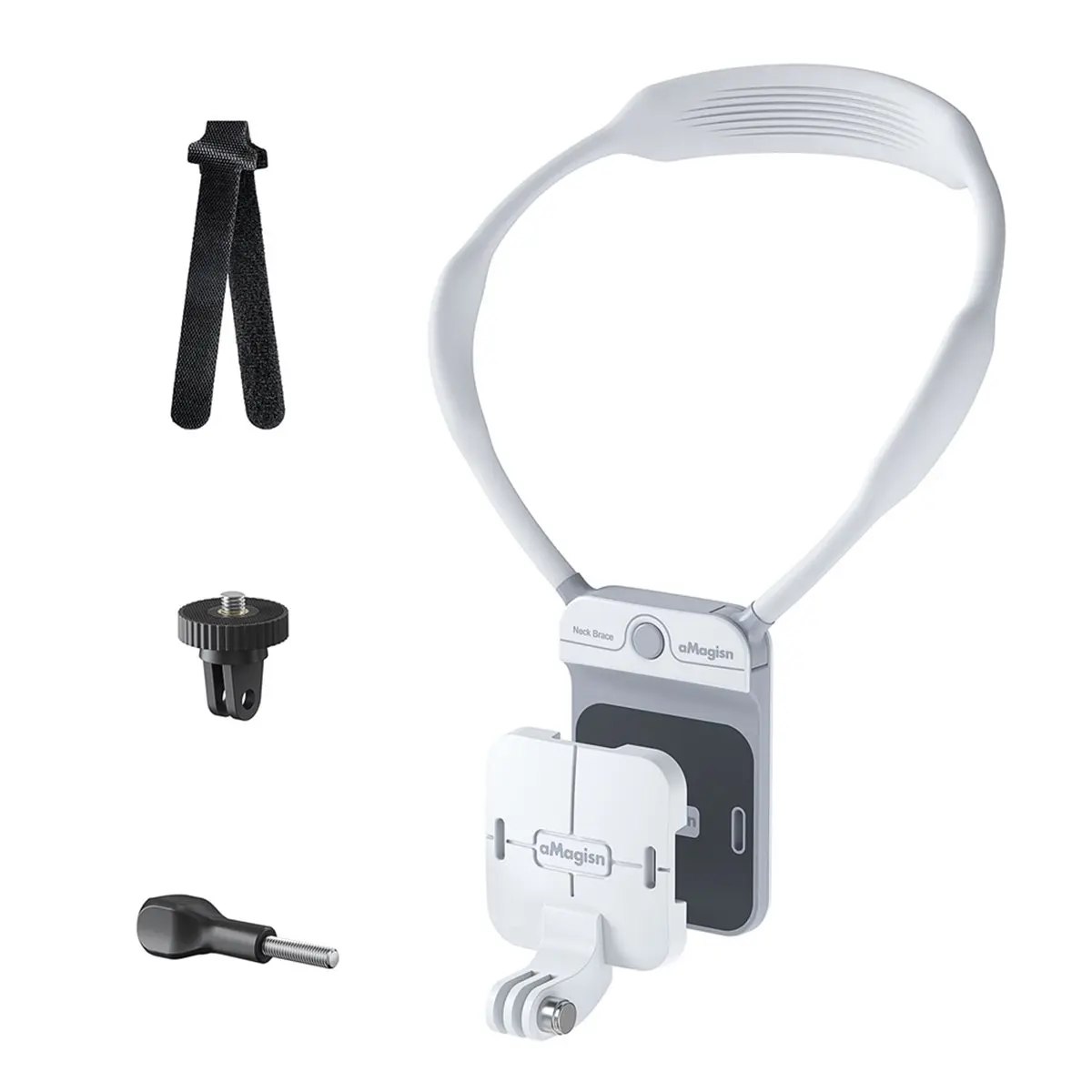 B21B  Magnetic Neck Mount Anti-Slip Anti-Shake Horizontal Vertical Switch for Action Camera White