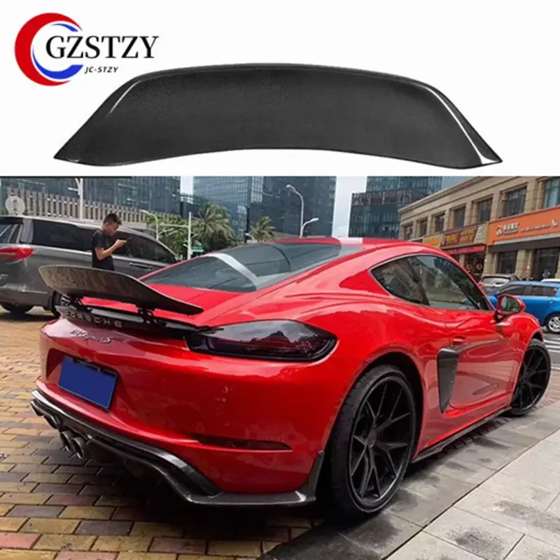 Car Styling Carbon Fiber Rear Trunk Spoiler Wing For Porsche Cayman 718 Spoiler 2016 2017 2018 2019 2020