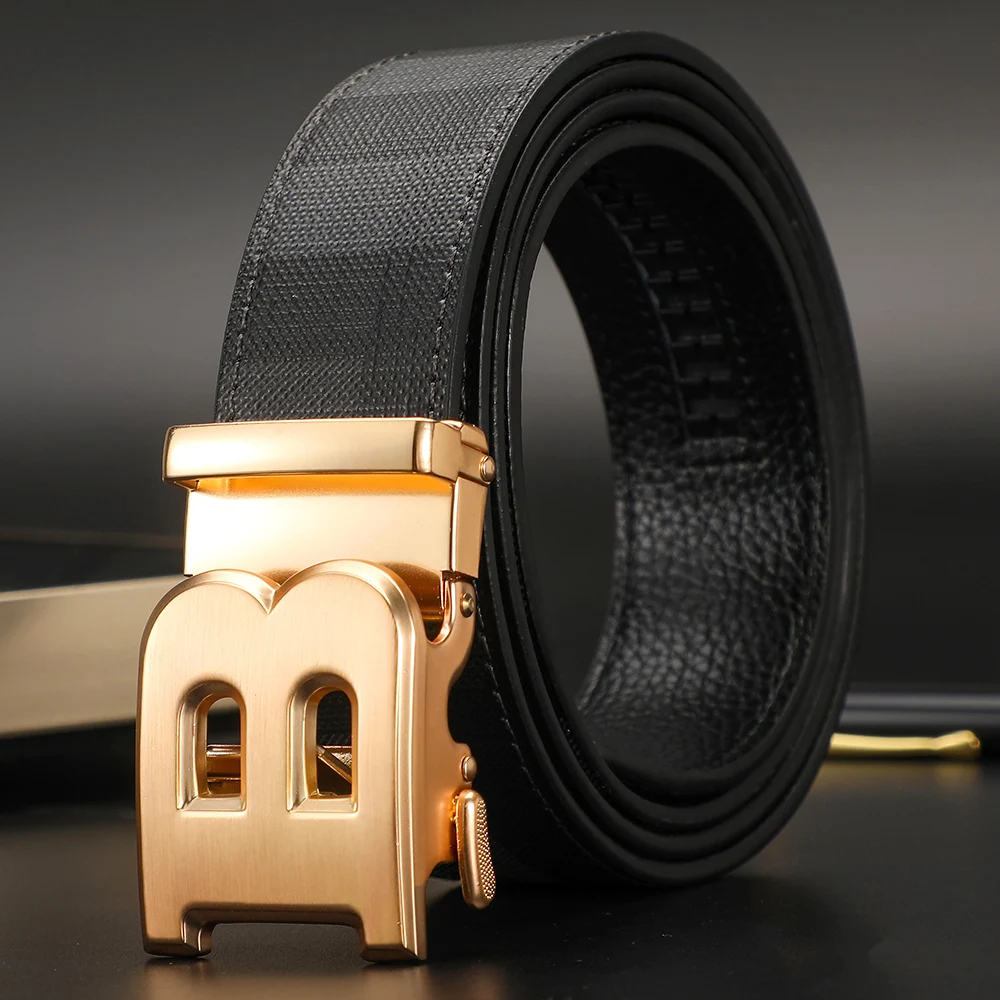 High Quality Luxury Brand Designer Canvas Belts Male Automatic Buckle Men belts Genuine Leather Belt for men Strap for Jeans