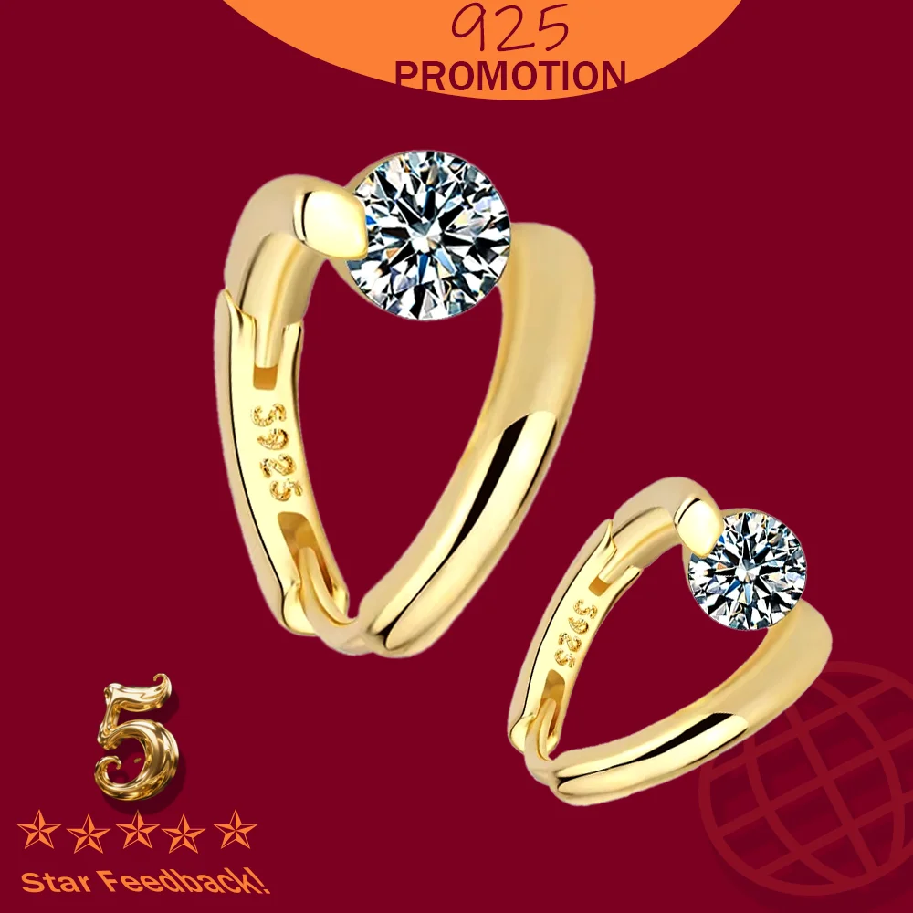 

Crystals Simple Earrings For Women Wedding Luxury Designer Zircon Jewelry Hoop Ear Stamp 925 Sterling Silver