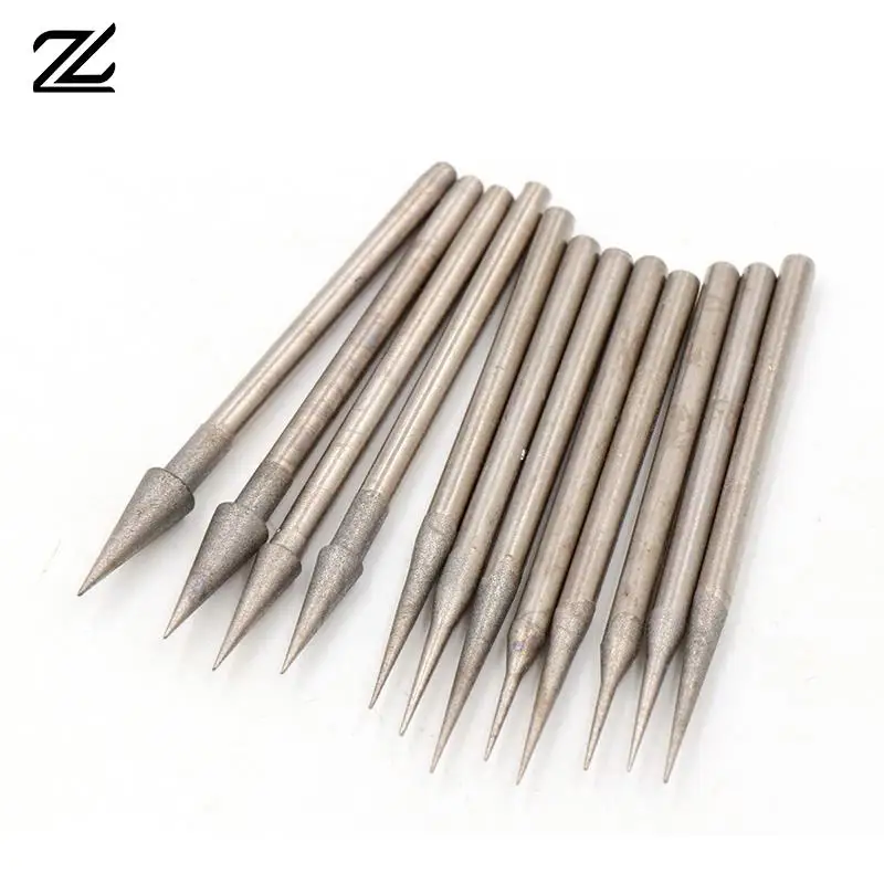 

10Pcs 0.6-4mm Diamond Grinding Head Needle Engraving Carving Polishing Bits Burrs Engraving Carving Tool 2.35mm Shank D Needle