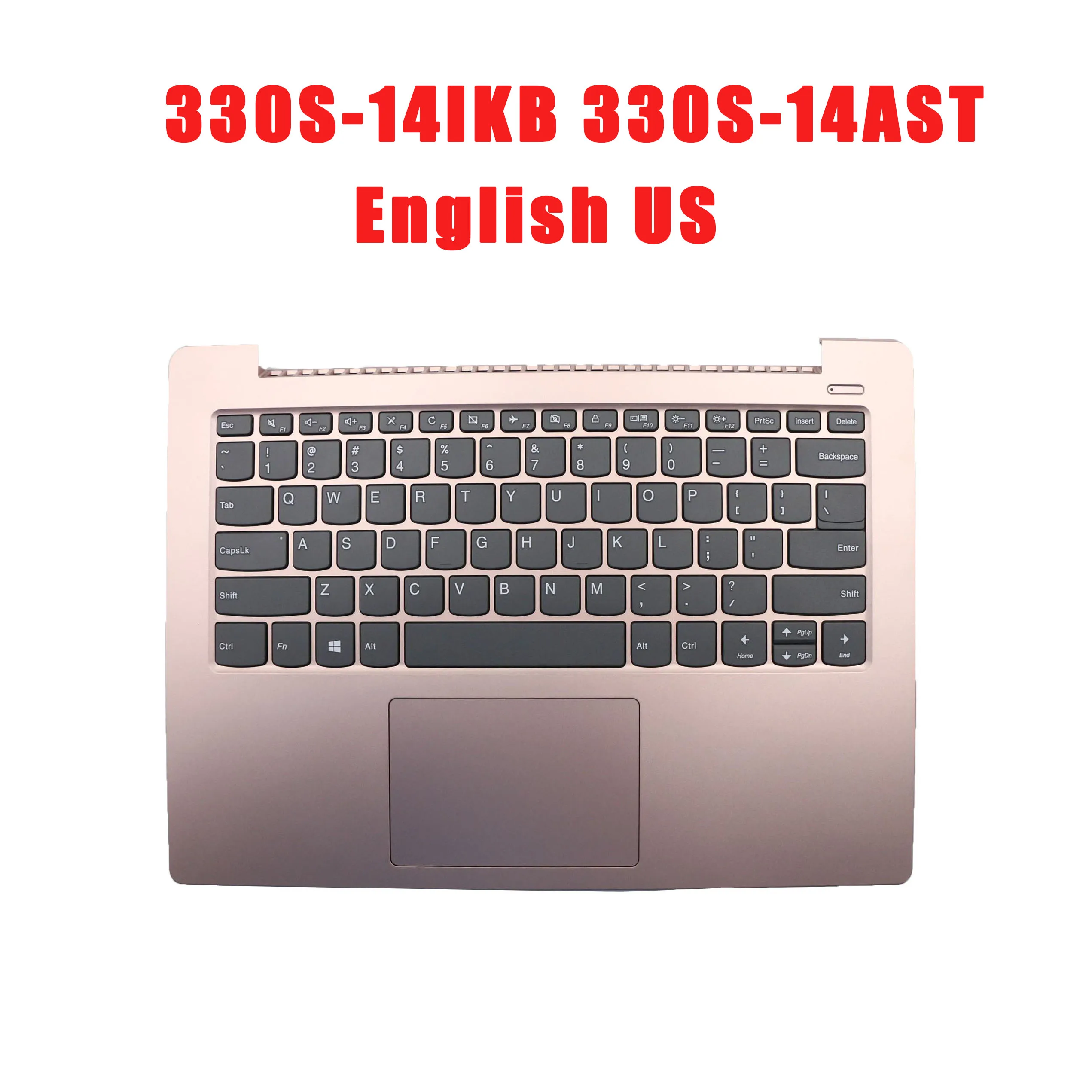 

Подставка для рук и клавиатура для ноутбука Lenovo 330S-14IKB 330S-14AST, английский, американский, 5CB0R05984, верхний корпус с тачпадом, без подсветки, розовый, новый