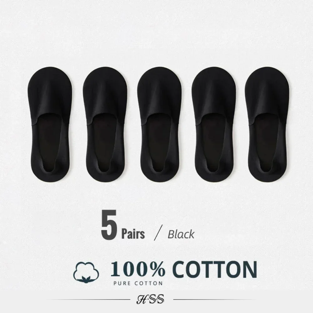 

5 пар мужских носков-лодочек — дышащие летние носки из 100% хлопка, впитывающие пот, с нескользящим силиконом, дезодорантом и комфортным дизайном