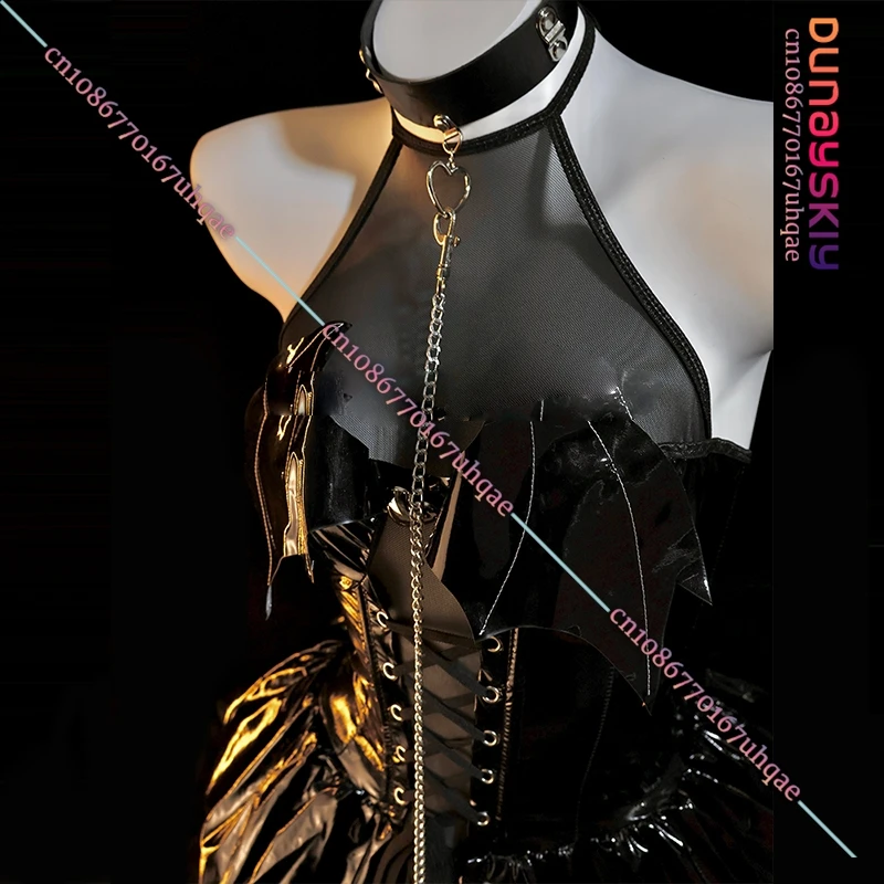 Oryginalna japońska seksowna sukienka małego diabła impreza festiwalowa pasek ze skóry lakierowanej czarny top spódnica garnitur 2025 Halloween seksowny mundur