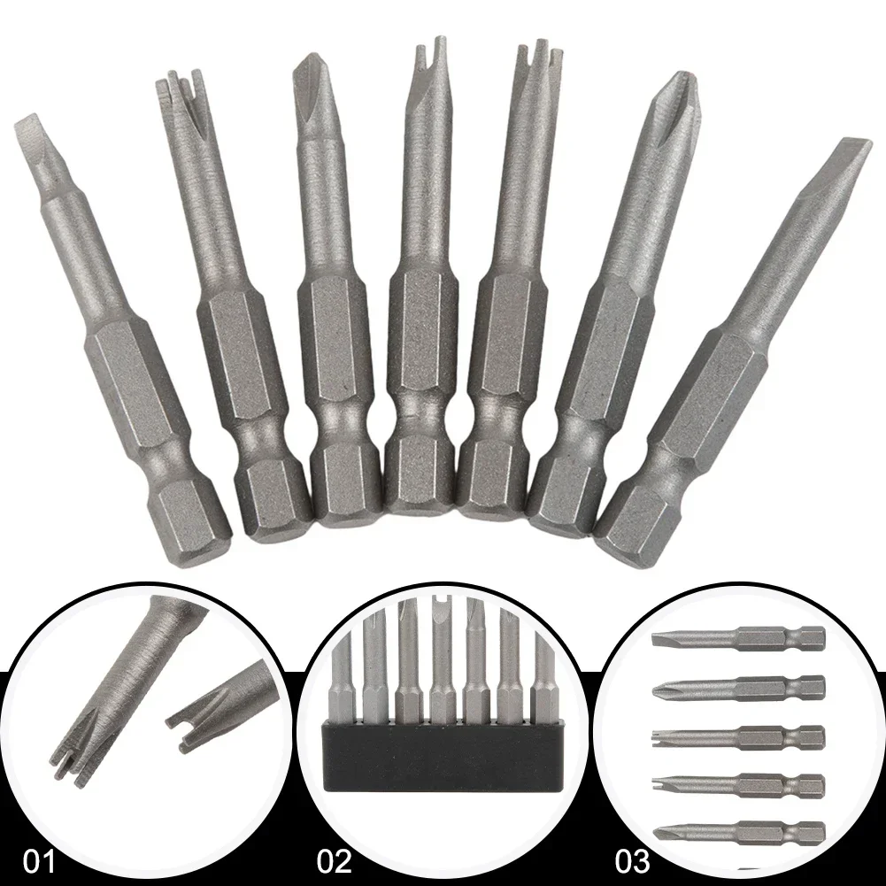 7pcs 50mm Special-Shaped Screwdriver Set PH2 U Y Shape Triangle Three Points, Four Points PH2 SL Screwdriver Bits Hand Tools