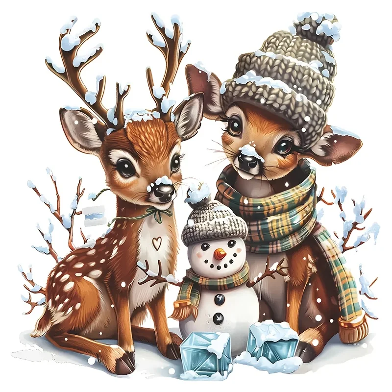 1Pc Cute Reindeer Snowman Christmas Glossy Vinyl Sticker Self Adhesive For Car Truck Laptop Window Wall Xmas Decor