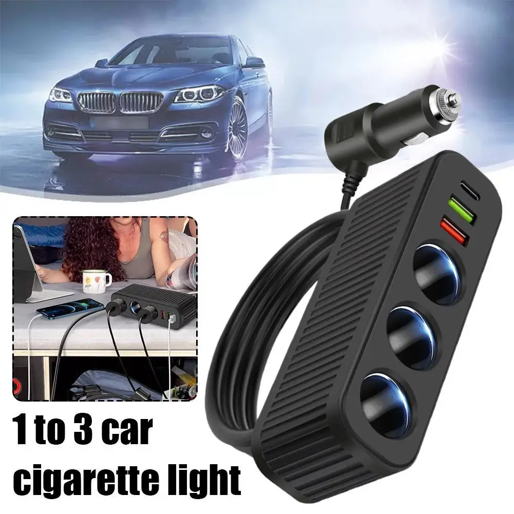 

One To Three Car Intelligent Cigarette Lighter With Dual USB+PD Fast Charging Mobile Phone Charger QC3.0 Car Conversion Plug