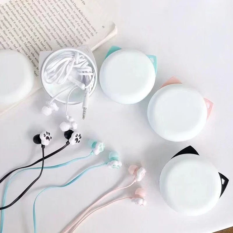 3.5mm Wired Earphones for Girls Cute Cat Paw In-ear Headphone With Mic Gaming Stereo Music Earbuds Headset for Xiaomi