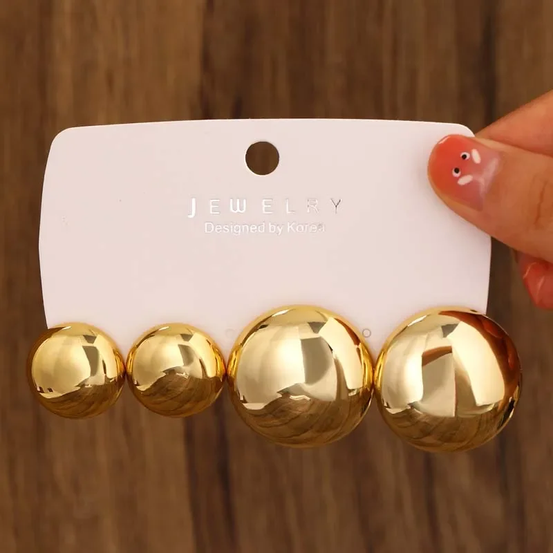 Винтажные круглые серьги-гвоздики золотого цвета CCB, комплект для женщин, преувеличенные геометрические полые индивидуальные серьги, ювелирные изделия, подарки на вечеринку