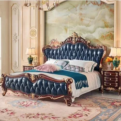 Lit Queen Size Esthétique de Luxe Nordique, Mignon, Salon, Chambre à Coucher, Lit King, Bois Moderne, Cuir, Meubles de Chambre Matrimoniale, Pas Cher