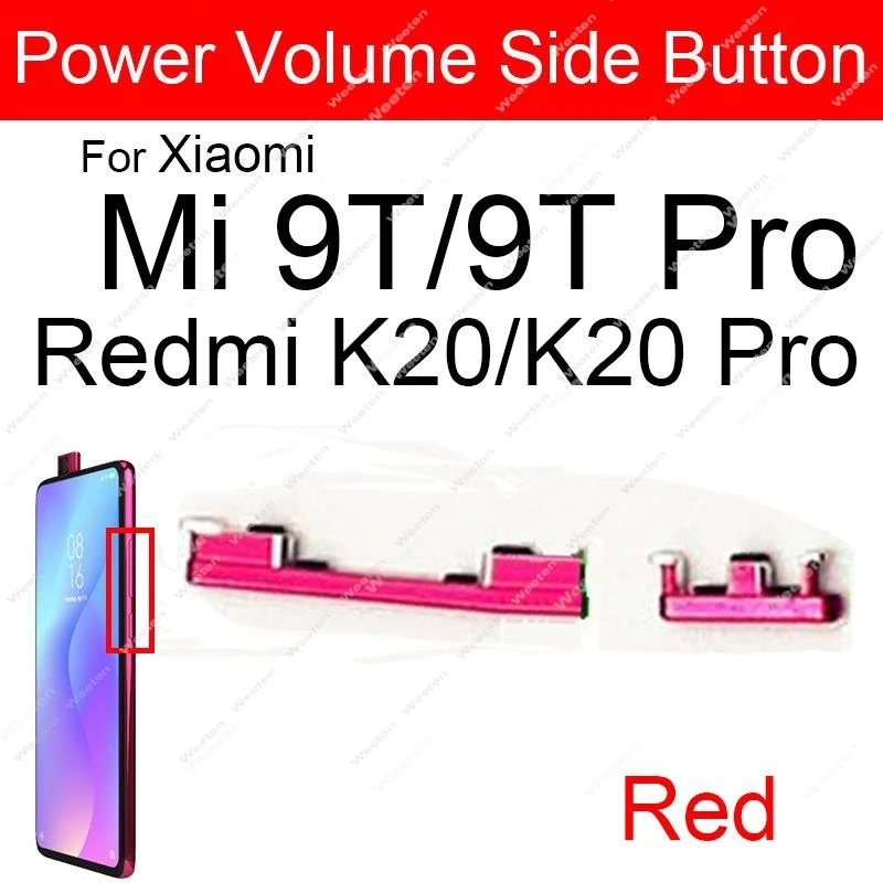 Power & Volume Side Button For Xiaomi Mi 9 9T Pro 9 SE 9 Lite CC9 CC9E A3 Power Side Key Volume Switch For Redmi K20 Pro Parts