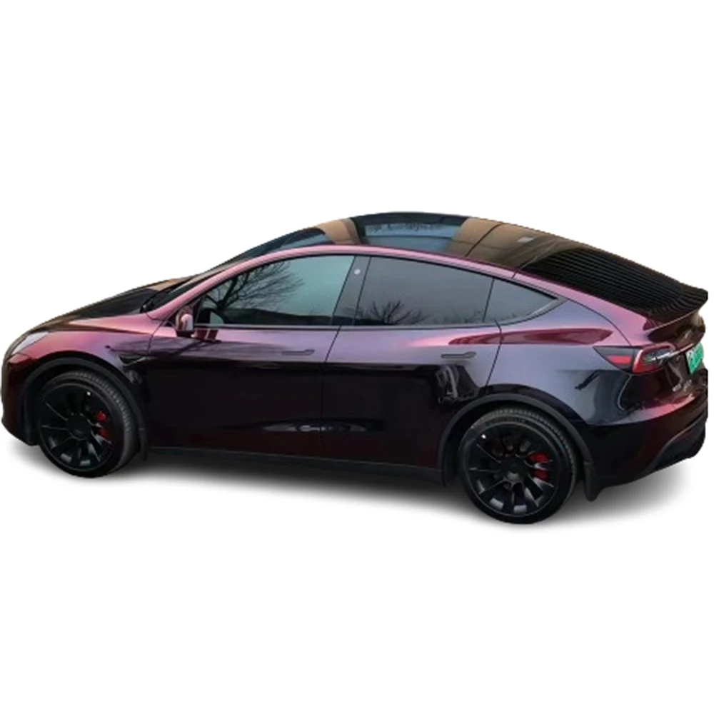 Film Pembungkus Mobil Vinyl PET Liner Chameleon Hitam Merah Mengubah Warna, Elastisitas Tinggi