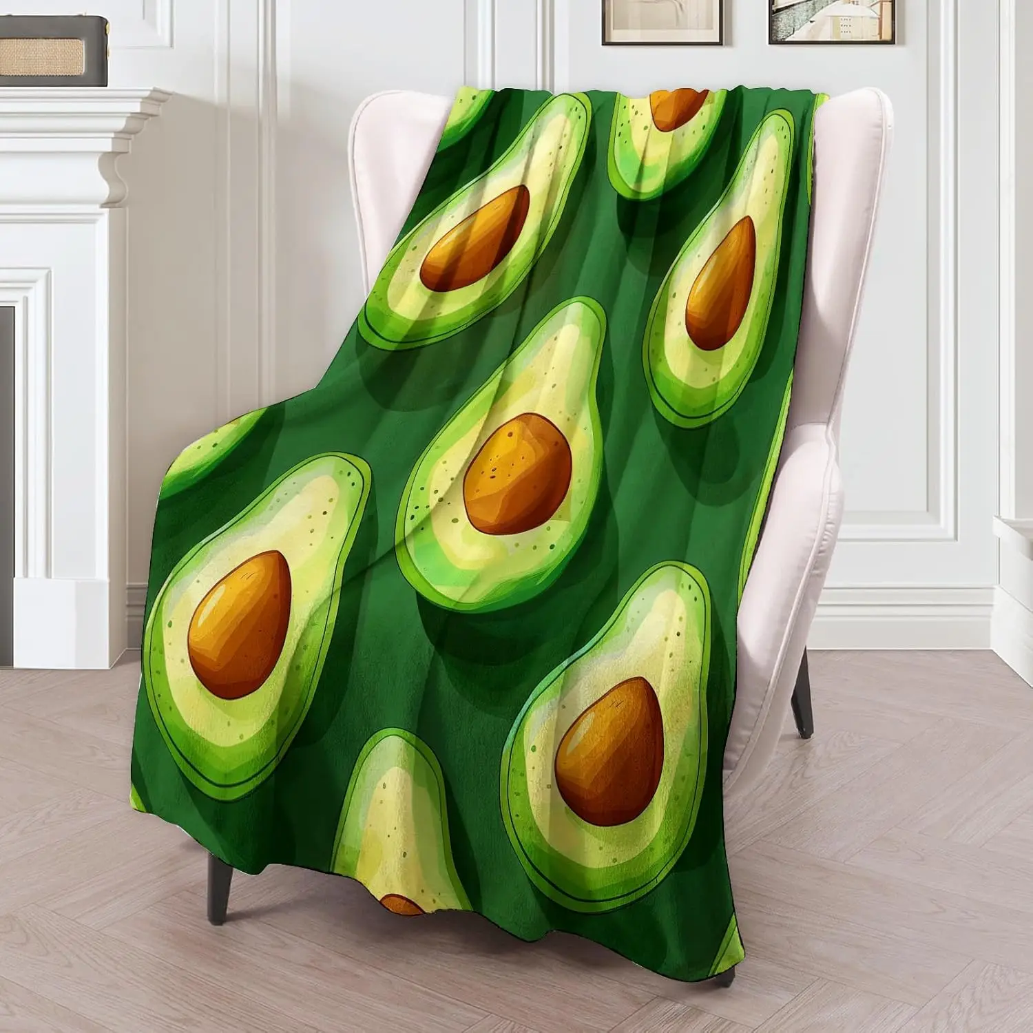 Vibrant Avocado Soft Flannel Throw Blanket - Perfect for Couch, Bed and Travel - Plush, Comfy, Lightweight & Warm - 60×50in