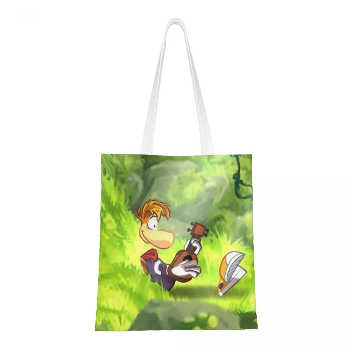 Cartoon Games Rayman Legends  Shopping Bags Ladies Canvas The Tote Bag Folding Women Shoulder Tote Travel Handbag