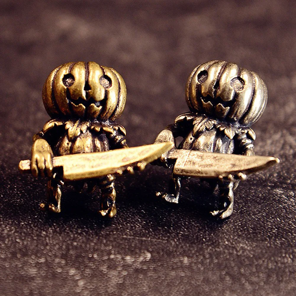 

Brass Pumpkin Head Soldier Statue Ornament Mini Desktop Crafts Bar Halloween Party Decoration Gift Hanging Accessories