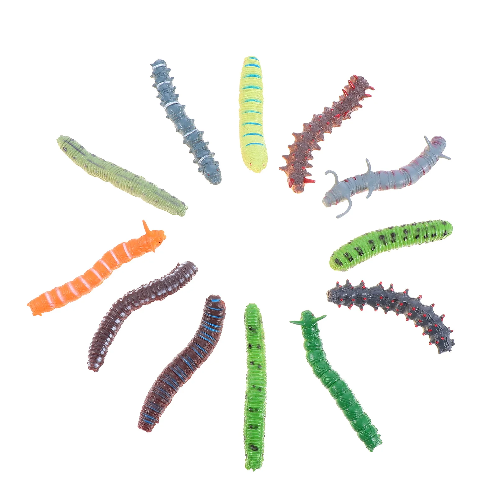 

12 Pcs Realistic Artificial Caterpillar Toys Color Prank Trick Figurines Scary Crawling Creatures Halloween