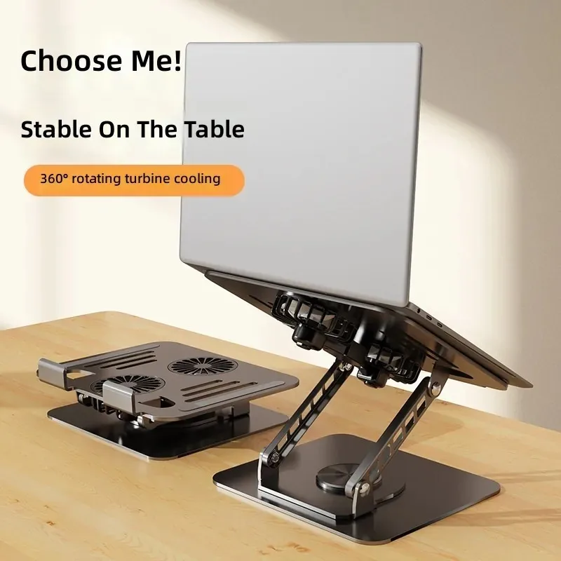360 Degree Rotating Carbon Steel Adjustable Desktop Laptop Stand, Tablet Cooling Stand Compatible with 9.7-17.3-Inch Laptops