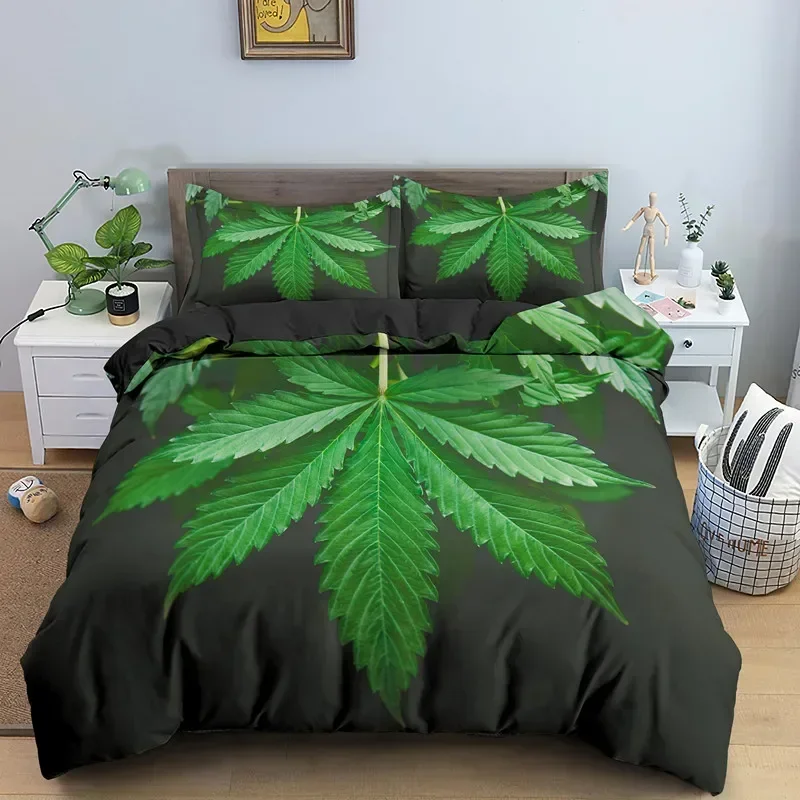 

Green Nature Weed Leaves 3D Duvet Cover Bedding Set Comforter Linen Pillowcases Home Decor Single Double Twin King Queen