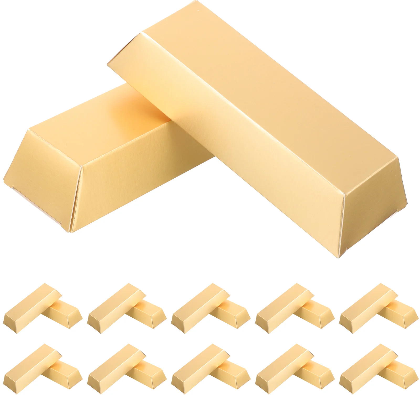 24 Pcs Gold Brick Shaped Gift Box Bar Ornament Game Props Party Decorations Treasure Boxes Golden Paper Case Favor Bars