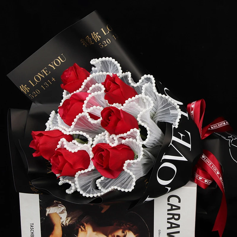Flor fresca que envolve o papel de malha enrugado ondulado rede fio loja de flores suprimentos decoração de aniversário do casamento 30cmx4.5 jardas