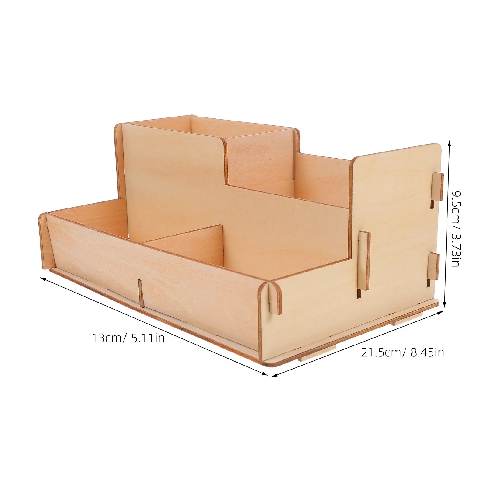 Wooden Pen Holder Organizer DIY Easy Assembly Rustic Desk Storage Box for Pens Pencils Makeup Brushes Remote Controls Large