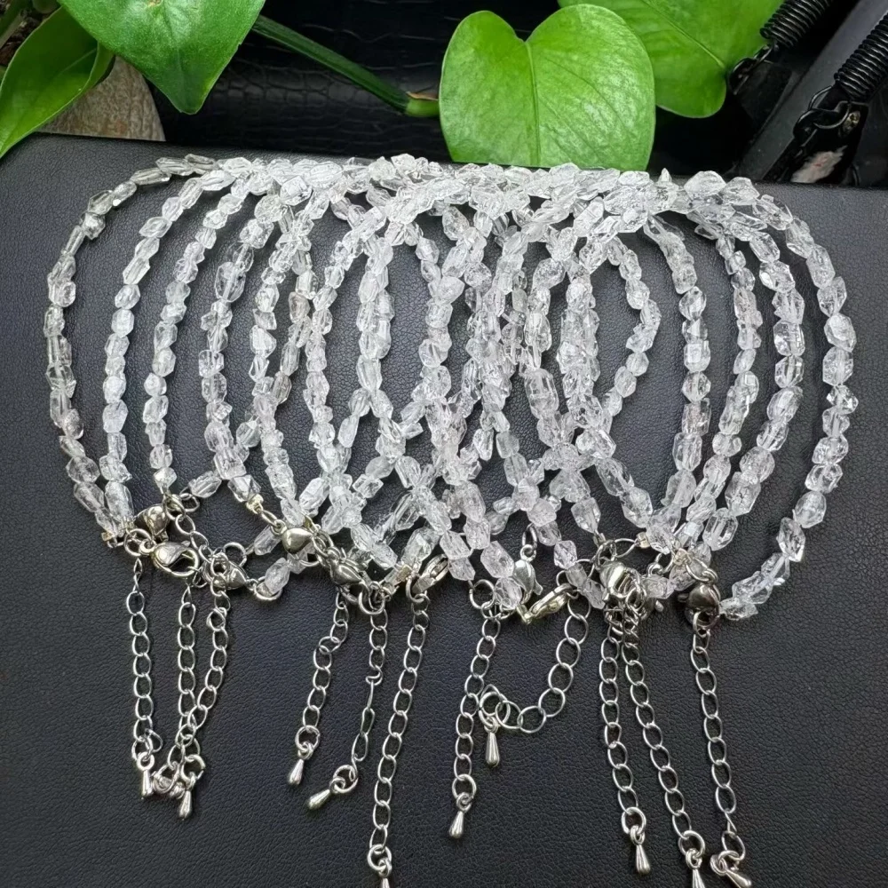 Pulsera de cuentas de cuarzo con diamantes Herkimer naturales, joyería de cristal, brazalete para mujer, curación, Fengshui, regalo navideño, 1 unidad