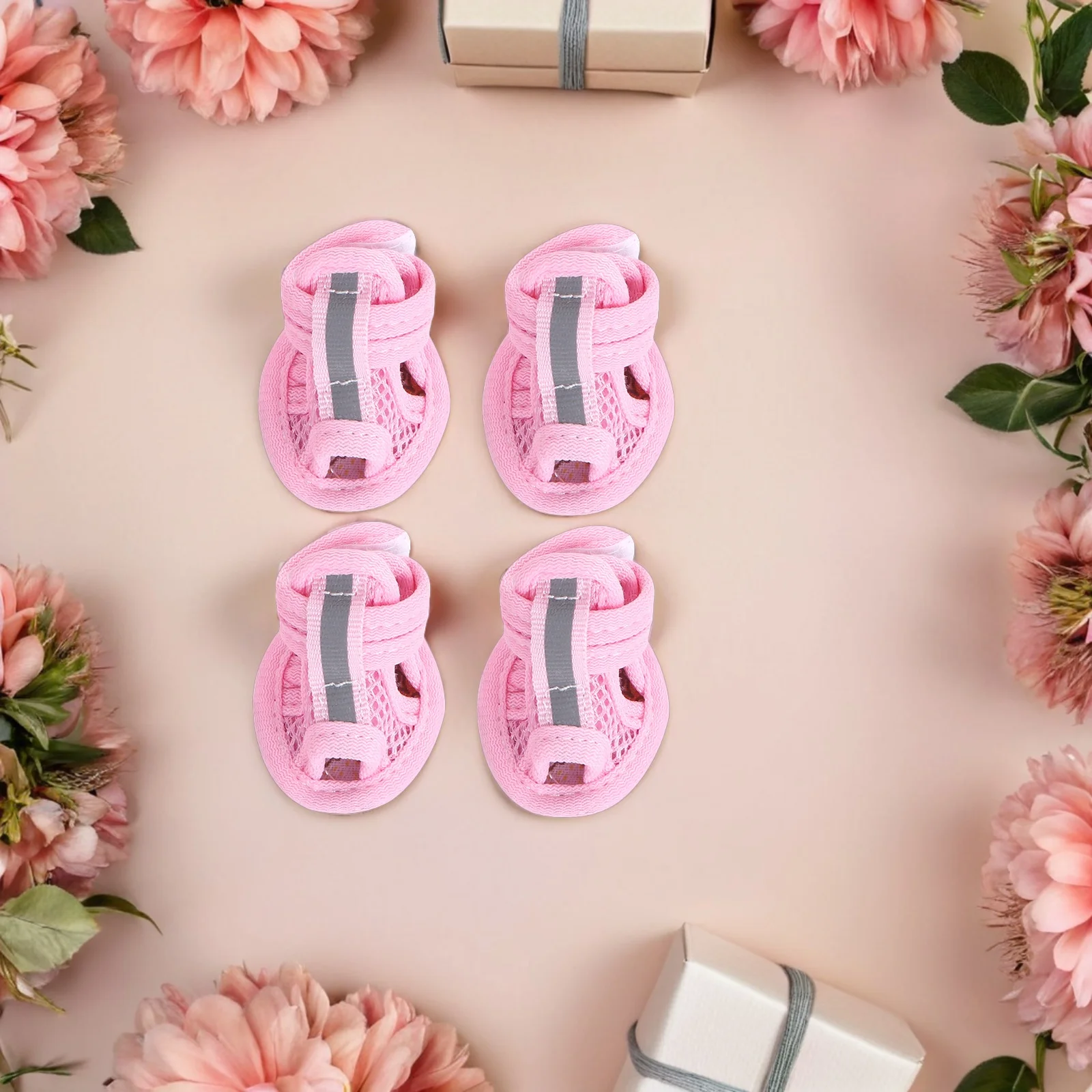 

4 Pcs Puppy Pet Sandals Baby Mini Slipper Boots Water Shoes for Dogs Breathable Mesh