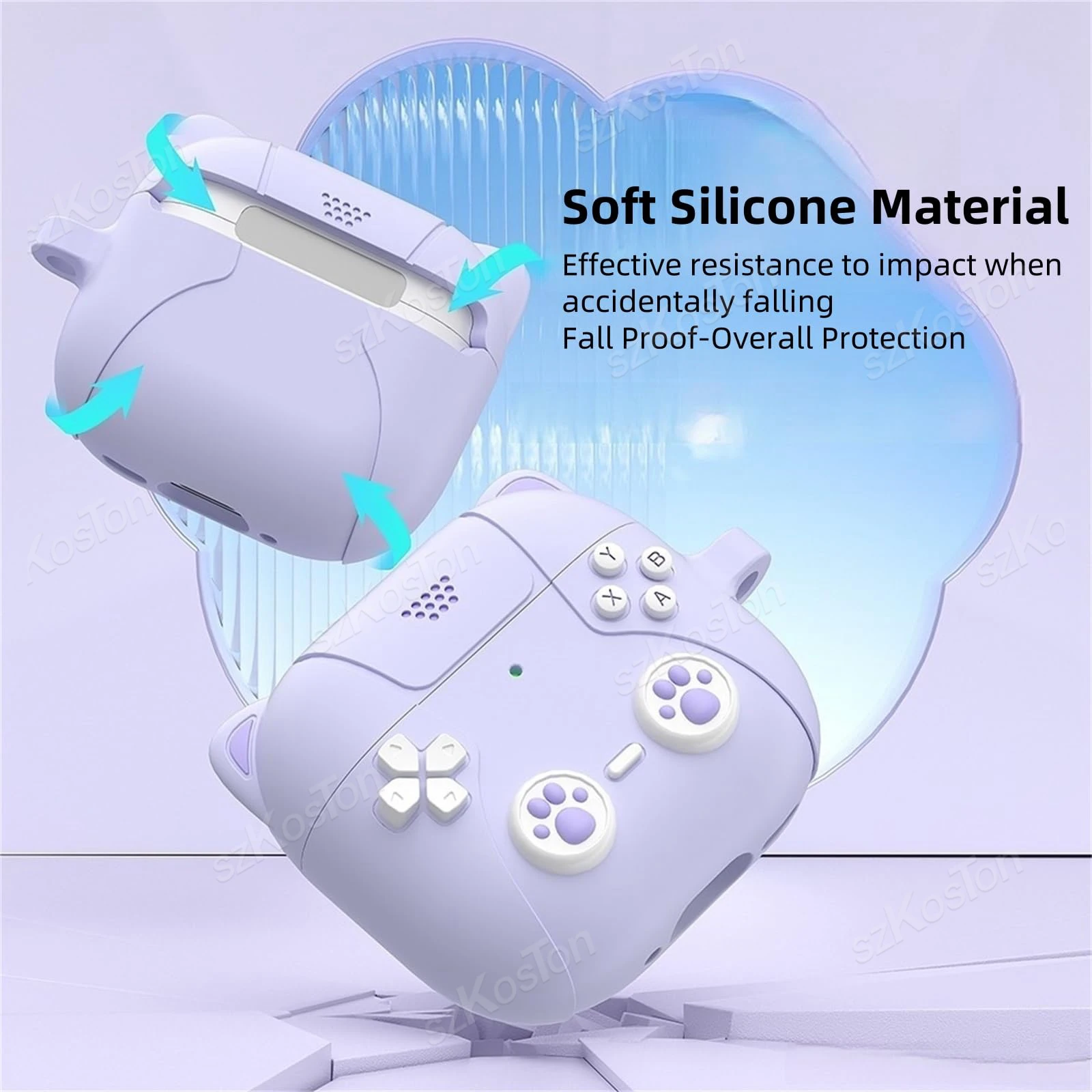 For AirPods 4 Cute Cat Silicone Case with Keychain Anti-drop Dustproof Protective Cover for Air Pods 4 Earphone Cases Accessorie