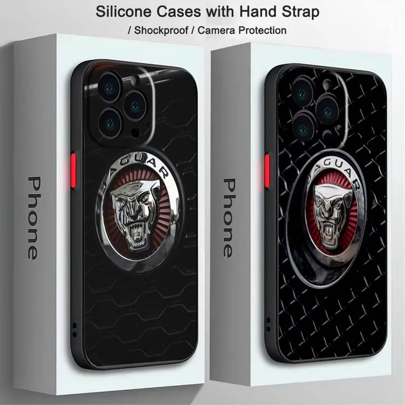 J-Jaguar Car Cool Popula Luxury For Apple iPhone 16 15 14 13 12 11 XR XS X Pro Max Plus Mini Frosted Translucent Soft Phone Case