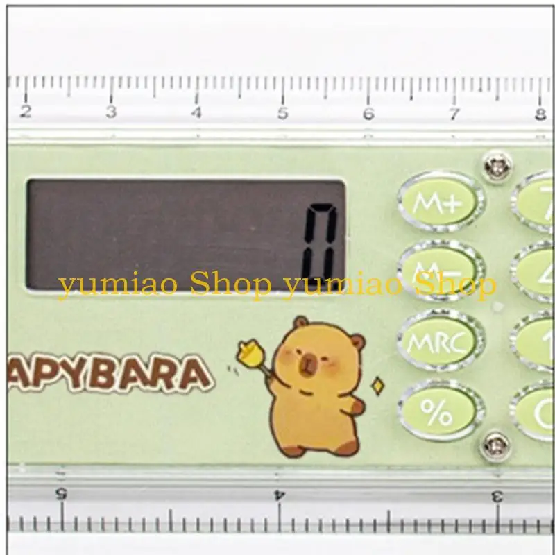 587B Multifunctional 8-Digit Ruler Calculator Straight Ruler Cartoon Straightedge Drawing Tool Classroom Homework