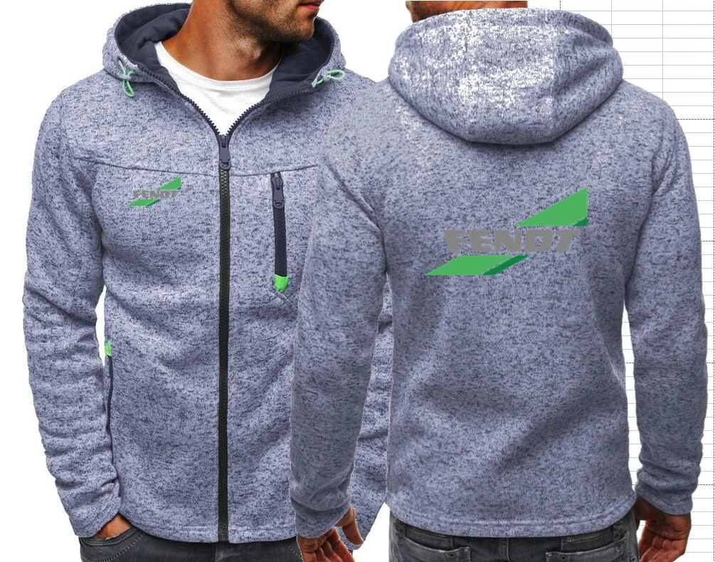 Fendt Agricultural Farming Tractors Men\'s Hoodies Sweatshirts Jacquard Hoodie Jackets Fleece Men Hooded Zipper Sweatshirt