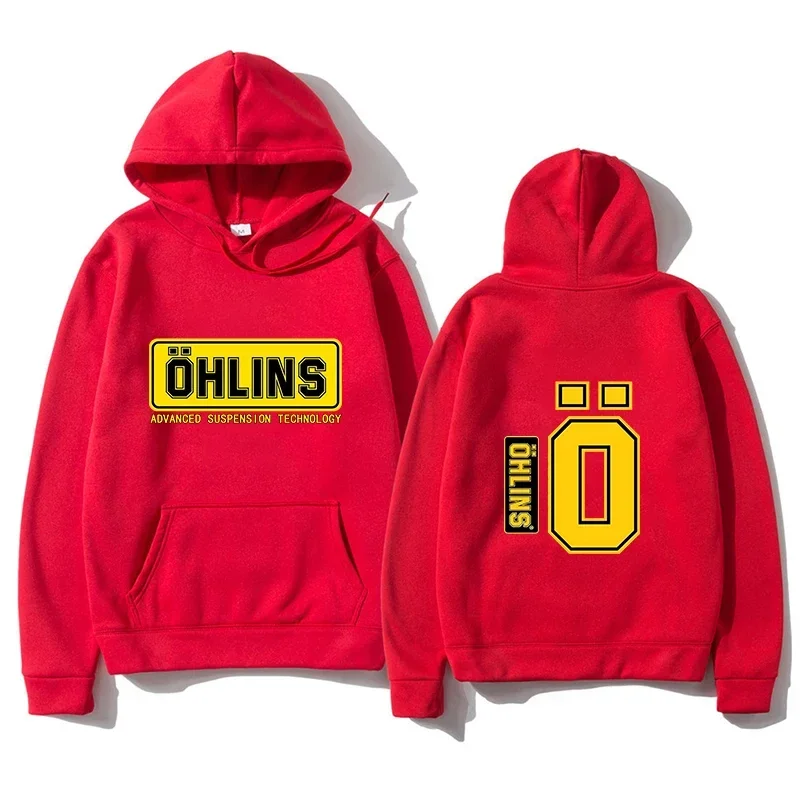 Autumn Winter Men Suspension Car Motorcycle Sport Racing Ohlins Shock Hoodies Long Sleeves Thermal Sweatshirt Ladies Unisex