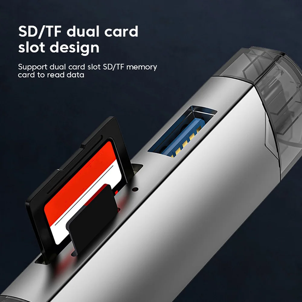 OTG Typ C SD TF Kartenleser 6 in 1 USB 3.0 Micro USB Flash Drive Adapter 5 Gbit/s Hochgeschwindigkeitsübertragung Multifunktionaler Kartenleser – Detail 6