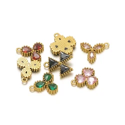 5Pcs Stainless Steel 11*12mm Heart Crystal Glass Charms Gold Color Base Pendants for Bracelet Necklace Making Supplies Wholesale