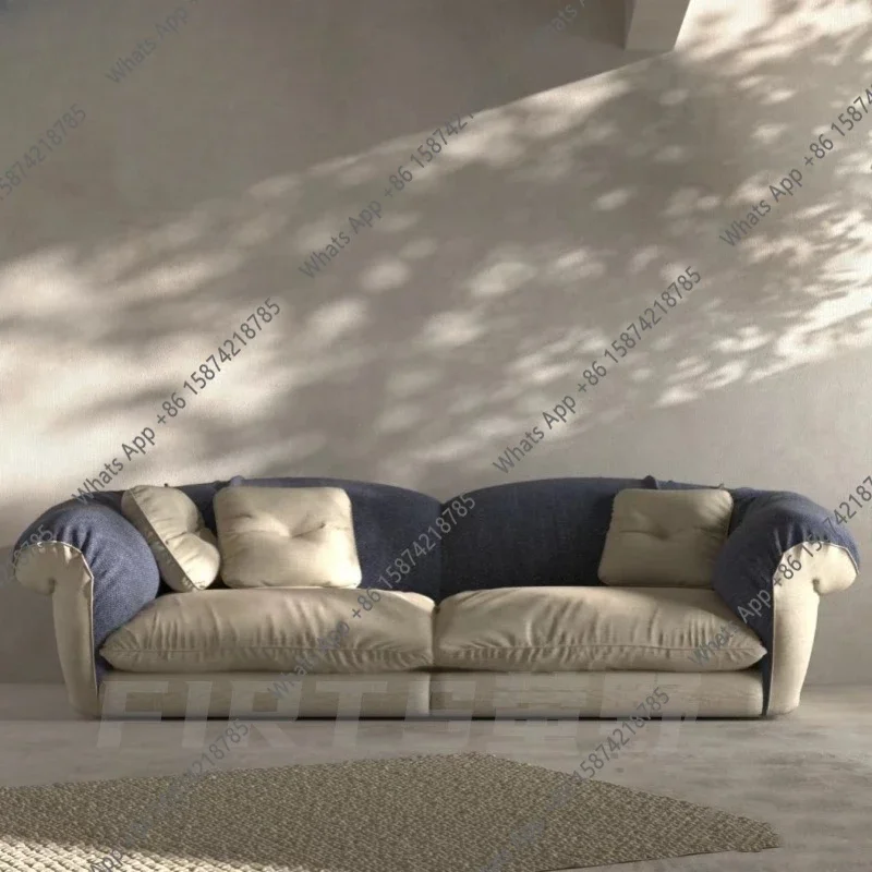 N67 Modern pastoral wabi-**** three-person linen color matching design sofa Xiaohongshu blogger bouquet sofa