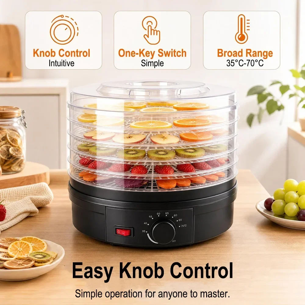 5 Trays Electric Food Dehydrator Household Fruit Dryer Temperature Control Meat Jerky Vegetable Drying Machine 220V